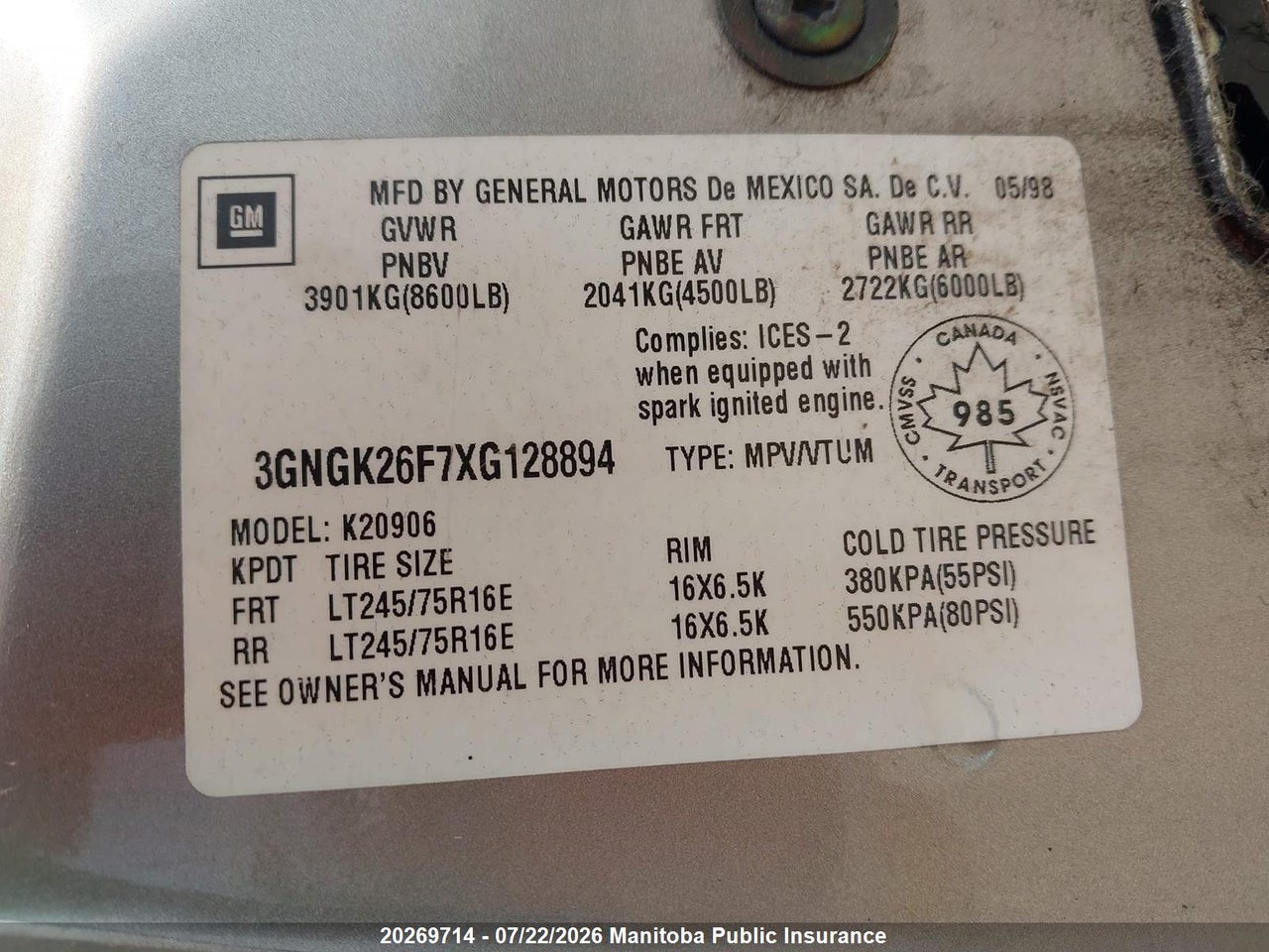 1999 CHEVROLET K/V 20/2500 SUBURBAN thumbnail 9