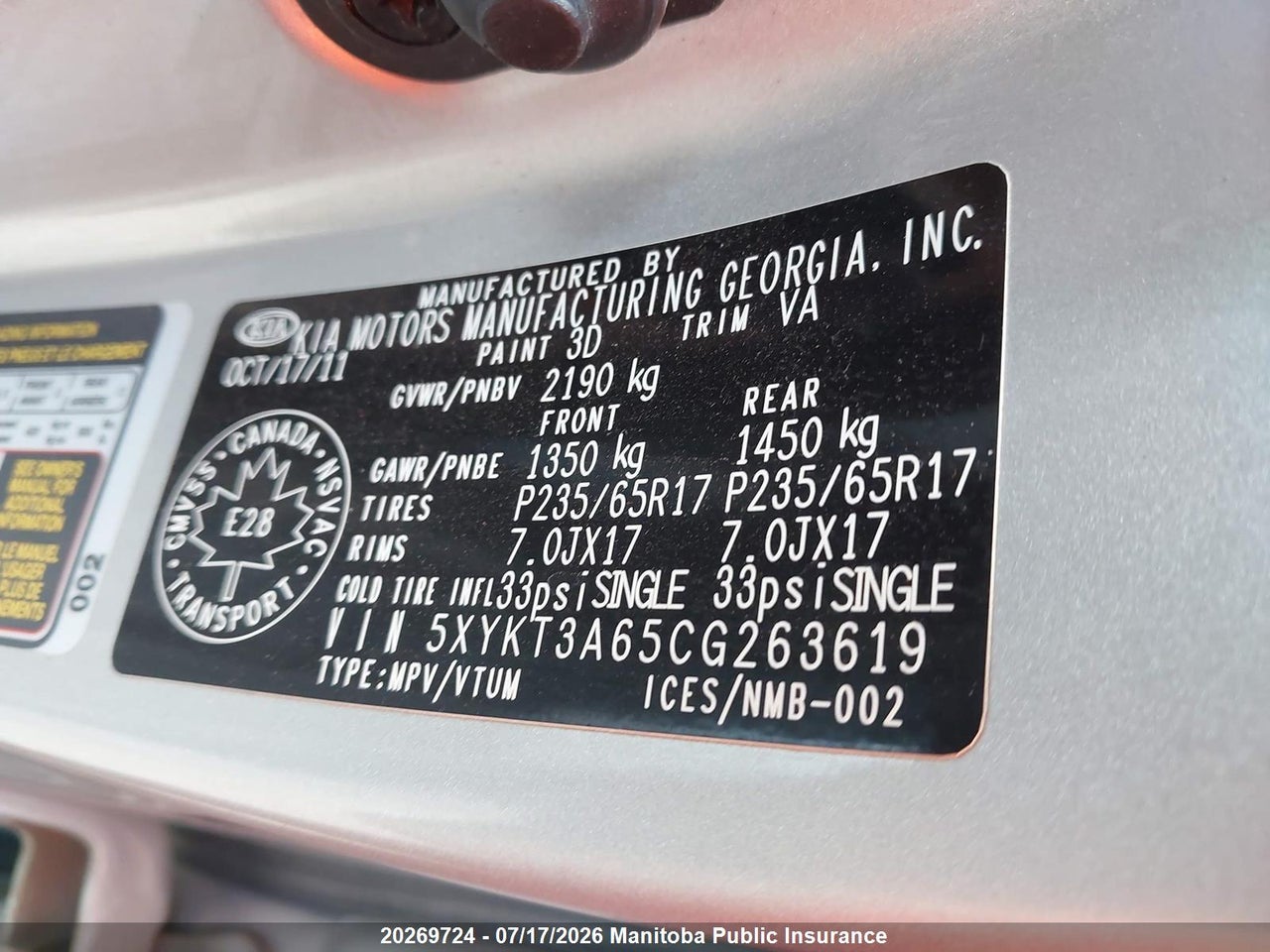 2012 KIA SORENTO LX thumbnail 10