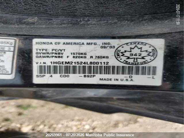 2004 HONDA CIVIC LX thumbnail 10