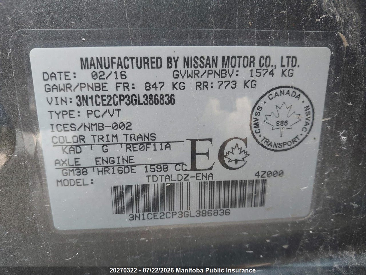 2016 NISSAN VERSA NOTE SV thumbnail 10
