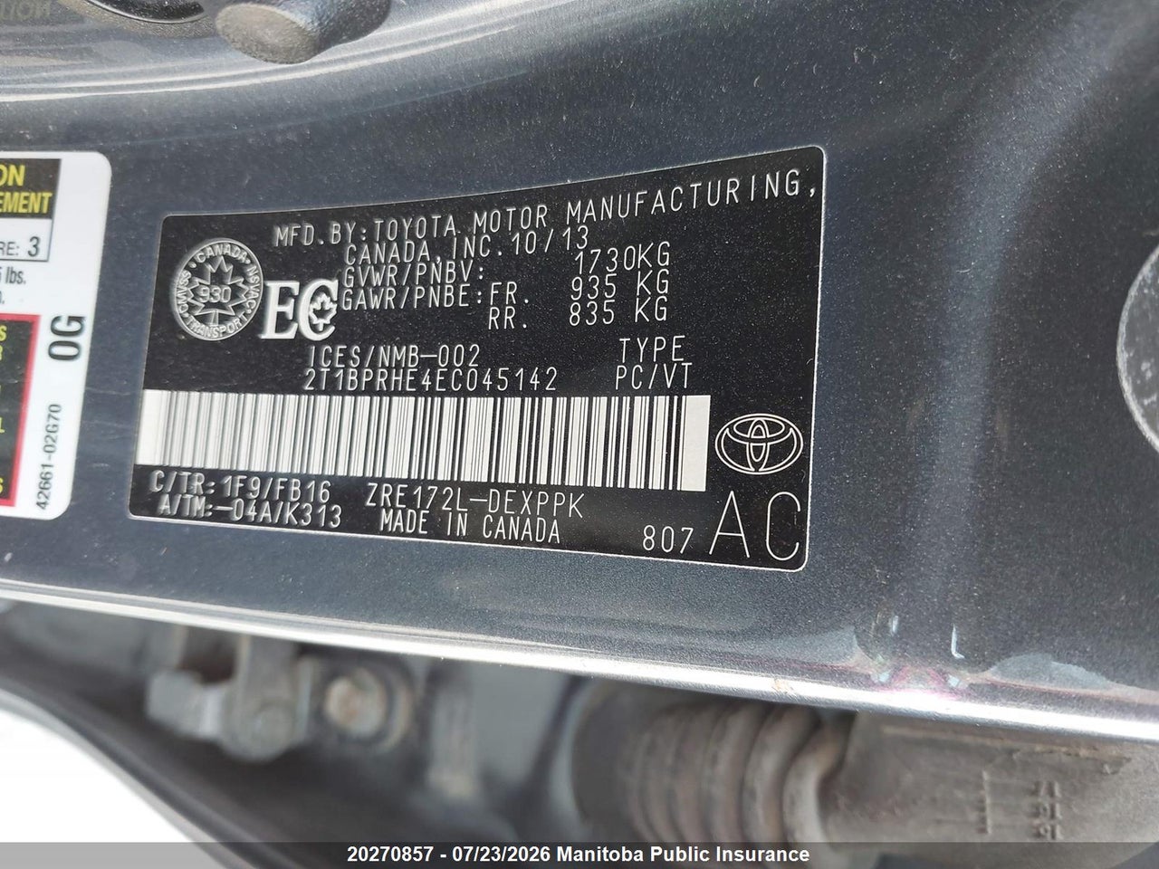 2014 TOYOTA COROLLA LE thumbnail 10