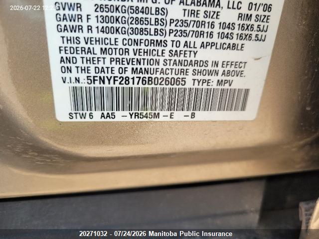 2006 HONDA PILOT LX thumbnail 9