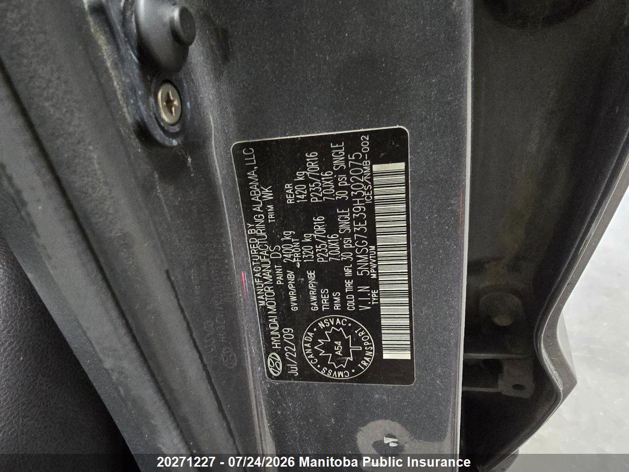 2009 HYUNDAI SANTA FE GLS thumbnail 10