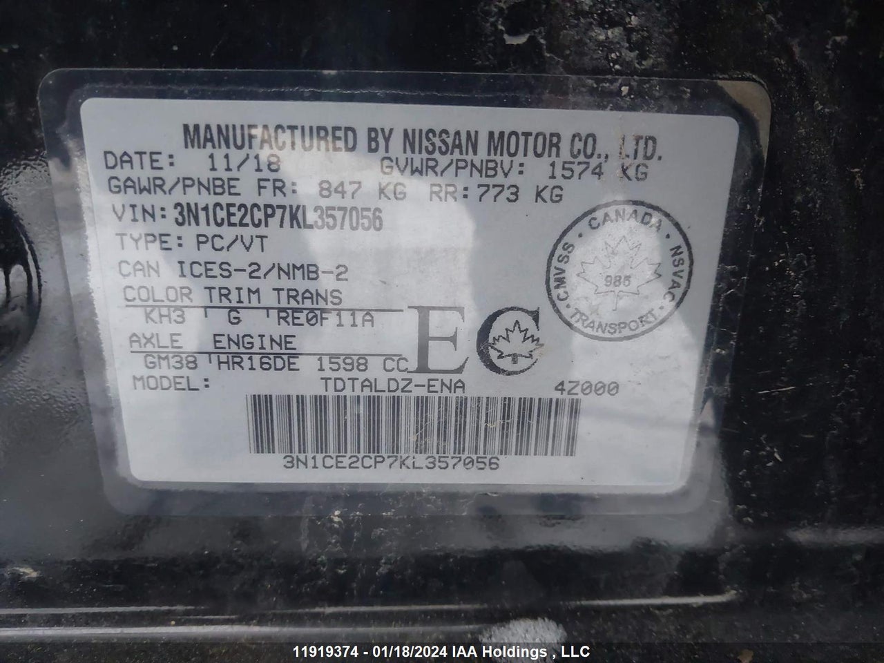 2019 NISSAN VERSA NOTE S/SR/SV thumbnail 10