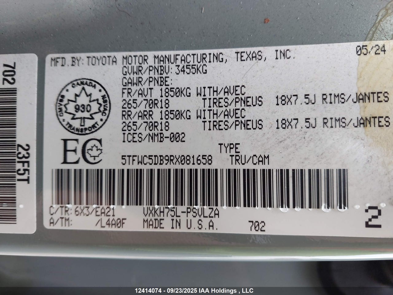 2024 TOYOTA TUNDRA HYBRID LIMITED 4X4 thumbnail 10
