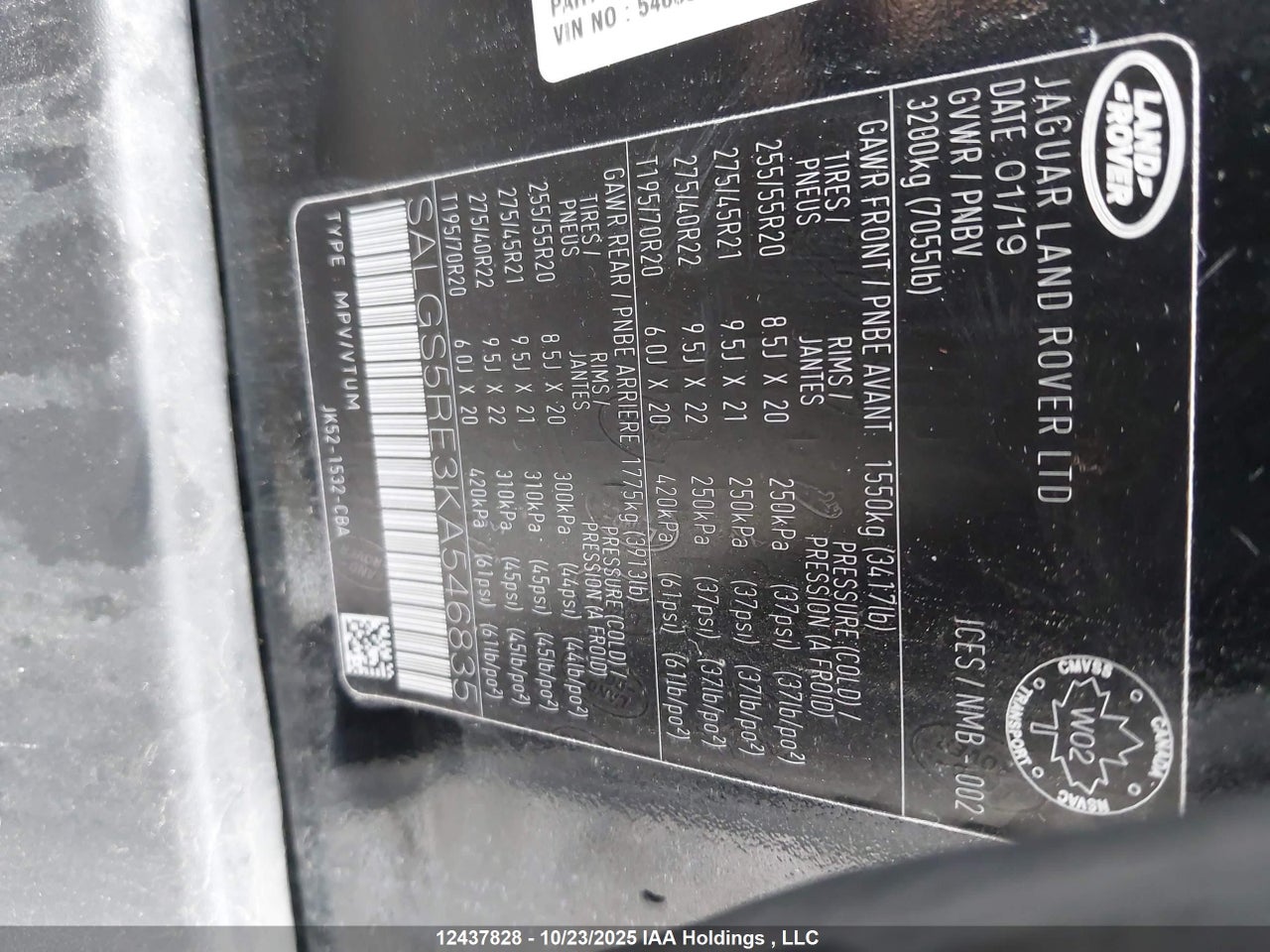2019 LAND ROVER RANGE ROVER 5.0L V8 SUPERCHARGED thumbnail 10