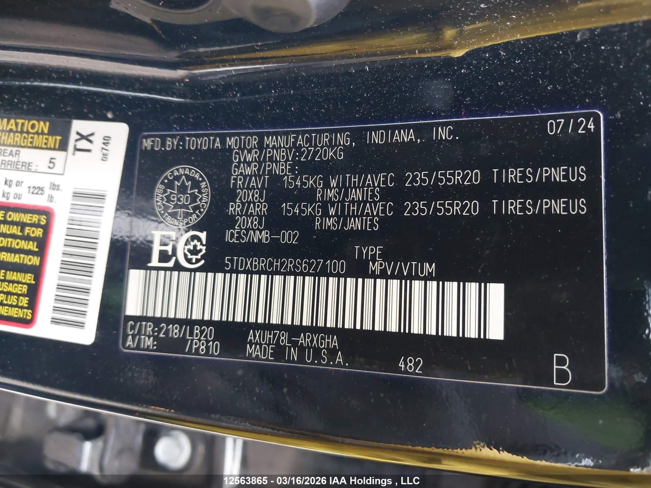 2024 TOYOTA HIGHLANDER HYBRID LIMITED thumbnail 10