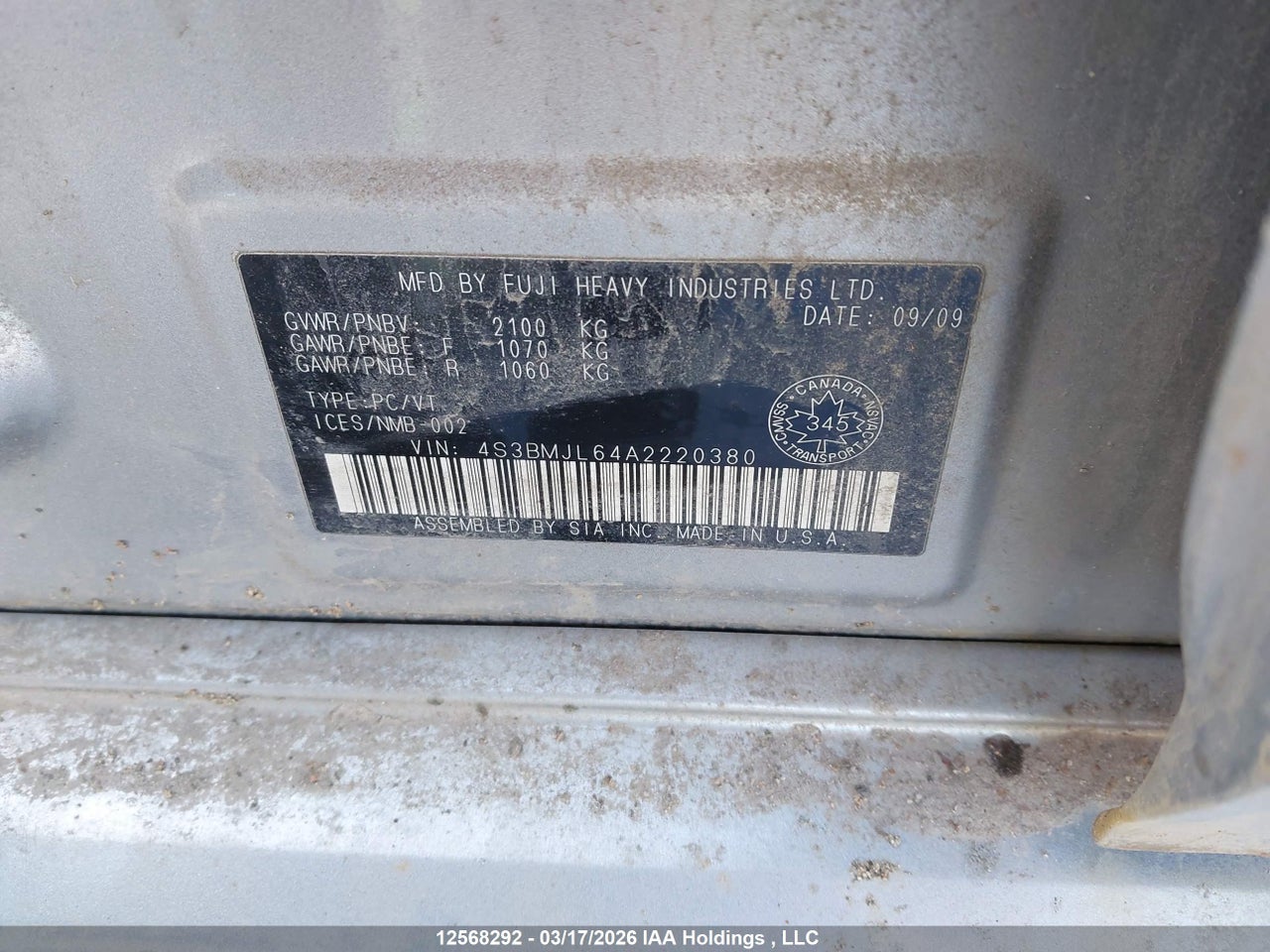 2010 SUBARU LEGACY 3.6R LIMITED thumbnail 10