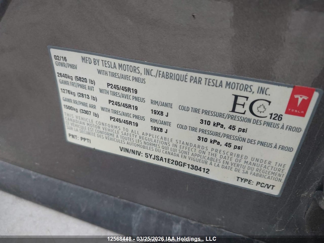 2016 TESLA MODEL S thumbnail 10
