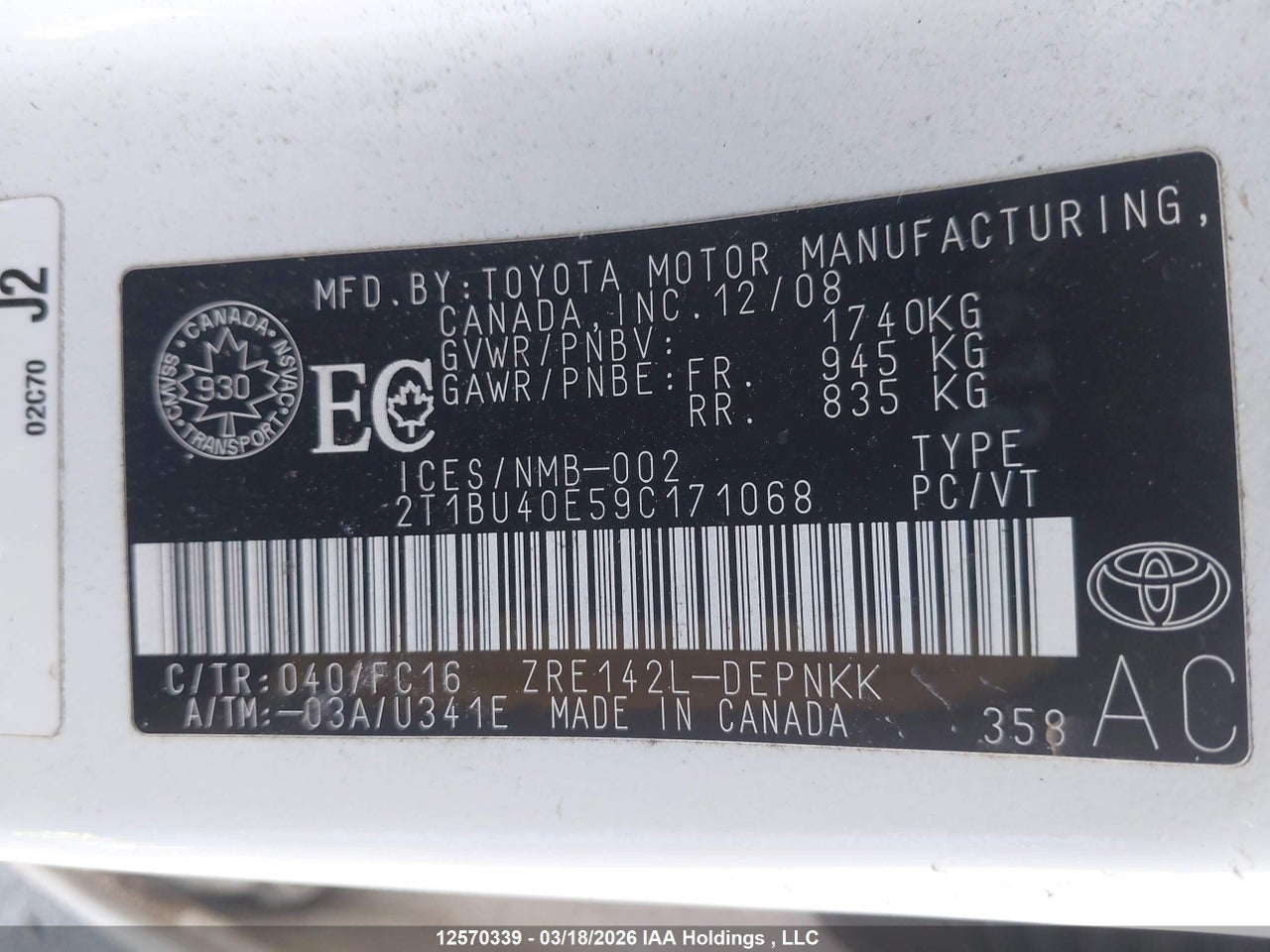 2009 TOYOTA COROLLA S/LE/XLE thumbnail 10