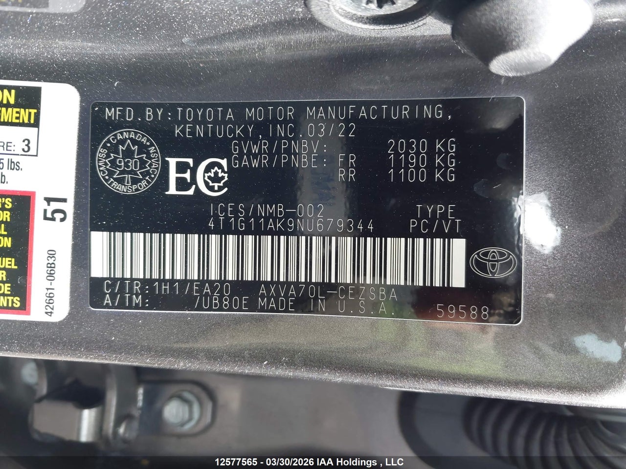 2022 TOYOTA CAMRY SE thumbnail 10
