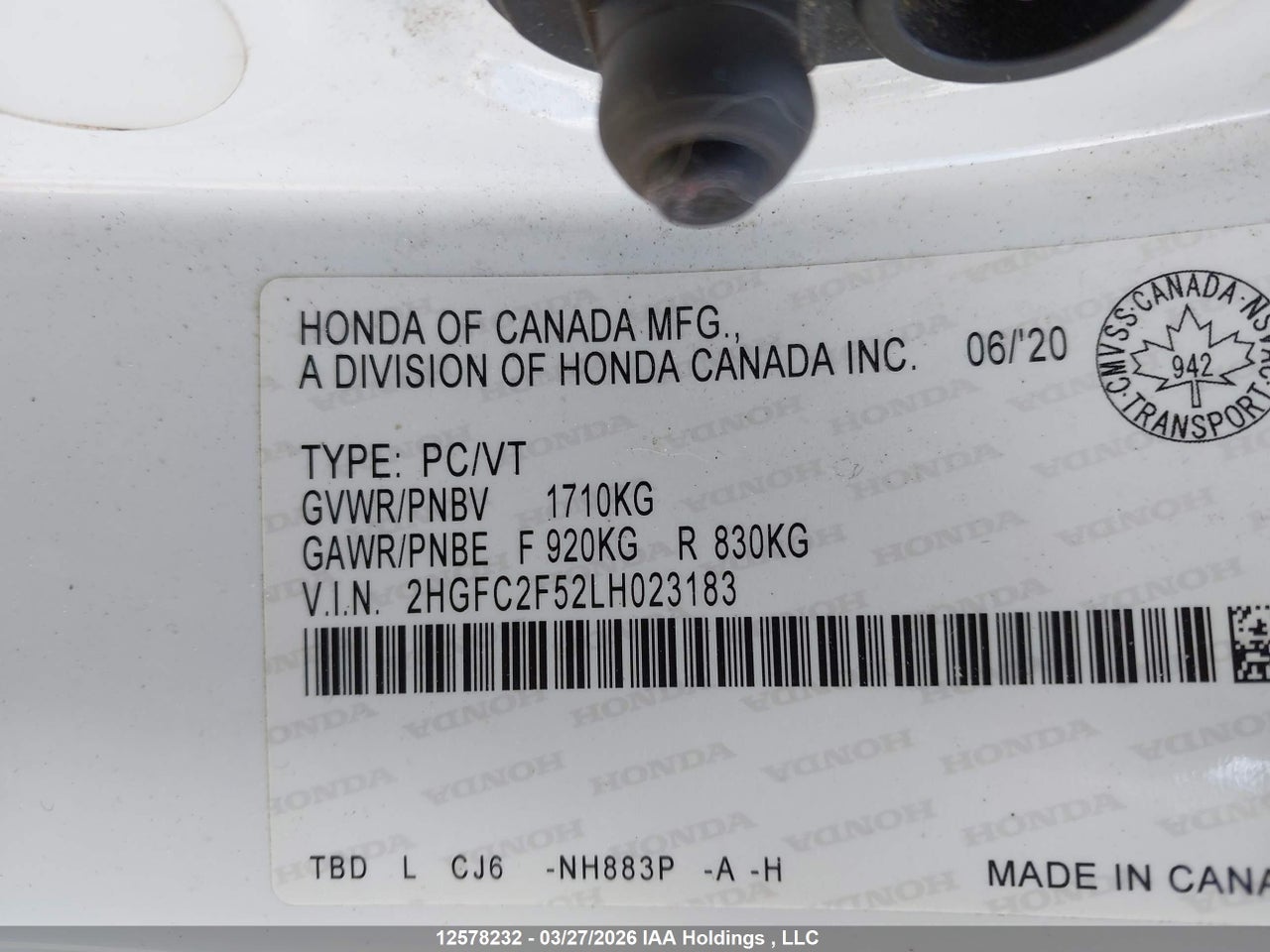 2020 HONDA CIVIC LX thumbnail 10