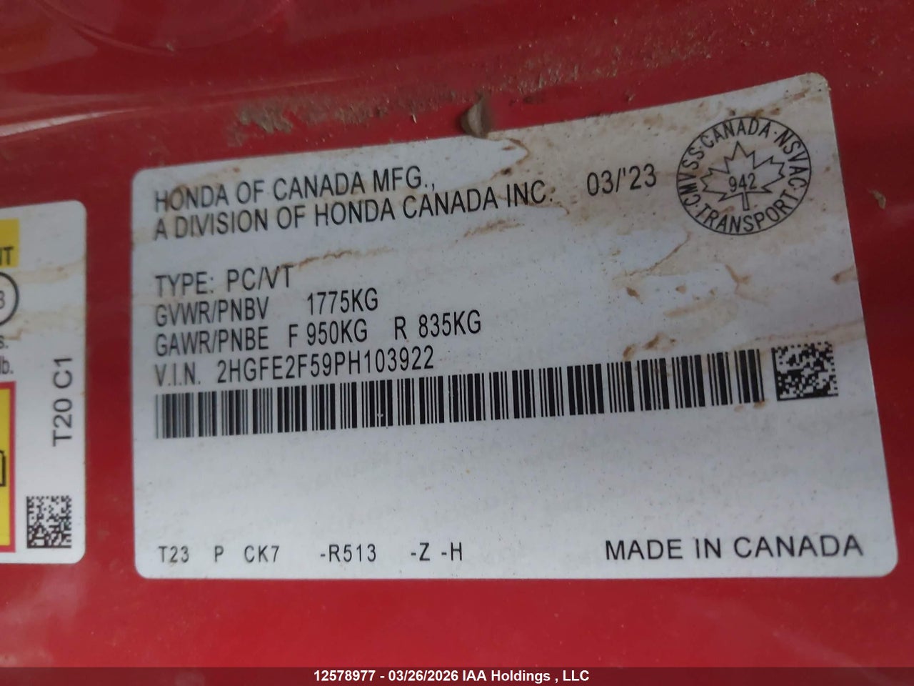 2023 HONDA CIVIC SPORT/SPORT-B thumbnail 10