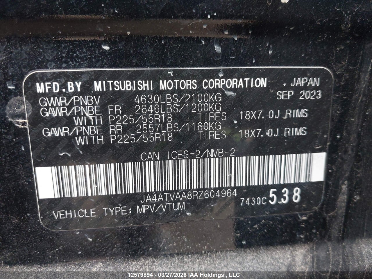 2024 MITSUBISHI ECLIPSE CROSS GT/NOIR/SE/SEL thumbnail 10