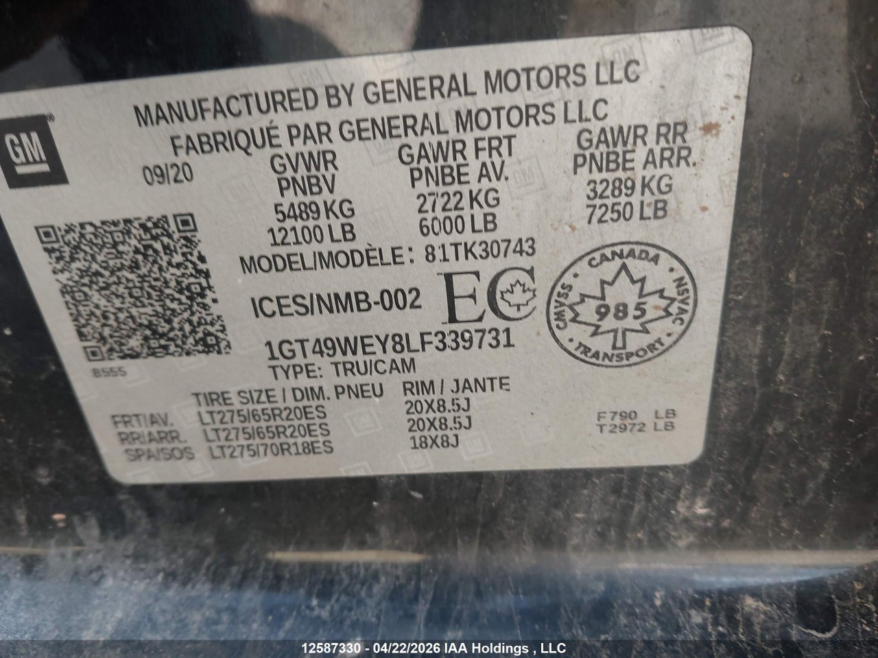2020 GMC SIERRA 3500HD DENALI thumbnail 10