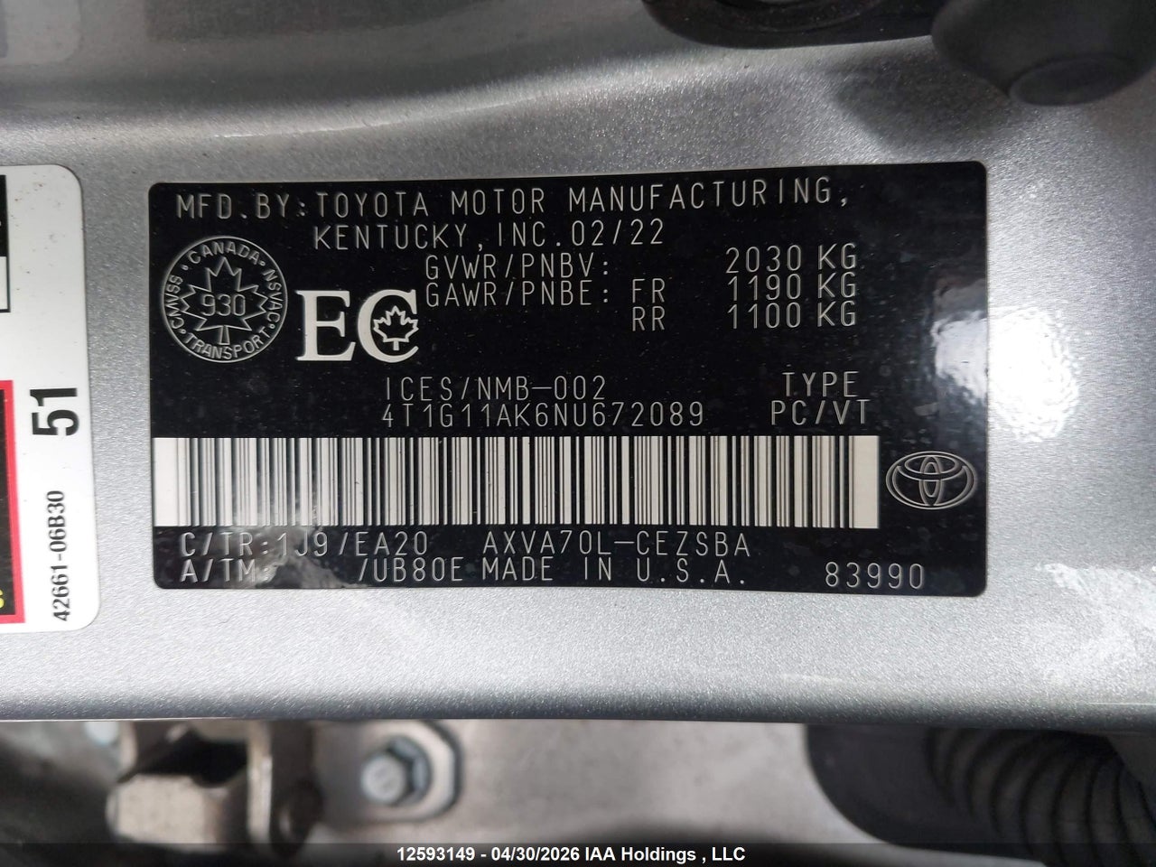 2022 TOYOTA CAMRY SE thumbnail 10
