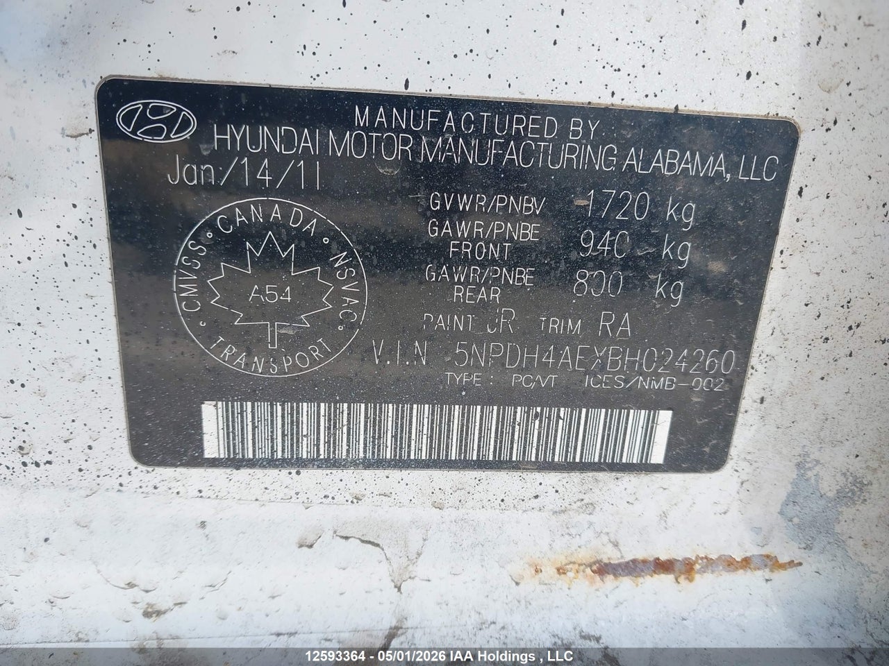 2011 HYUNDAI ELANTRA thumbnail 10
