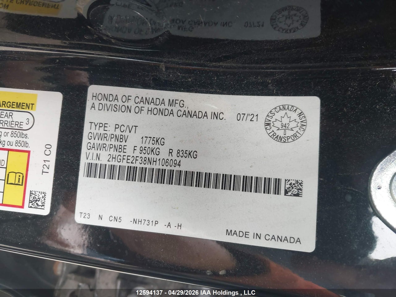 2022 HONDA CIVIC EX 4DR thumbnail 10