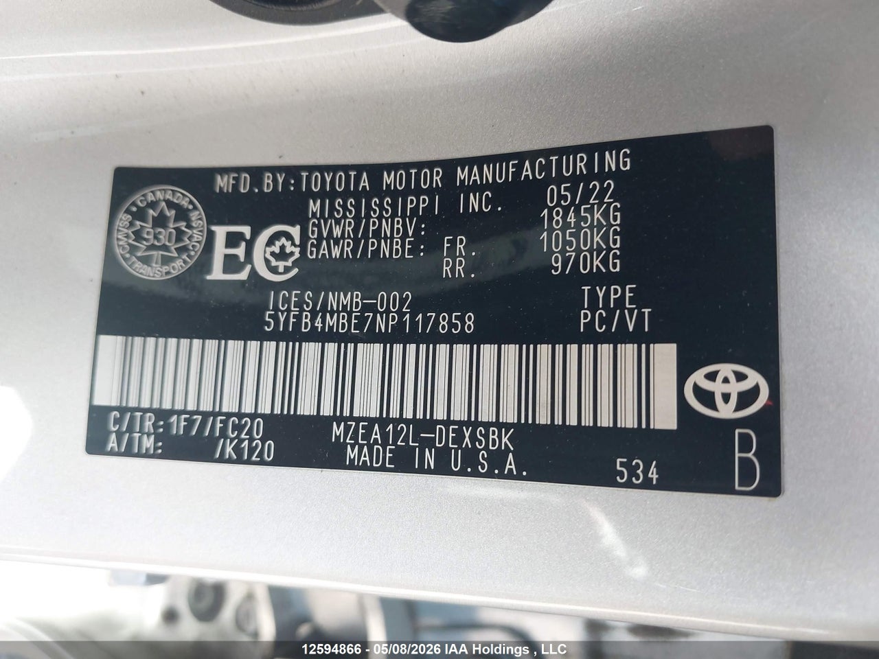 2022 TOYOTA COROLLA SE thumbnail 10