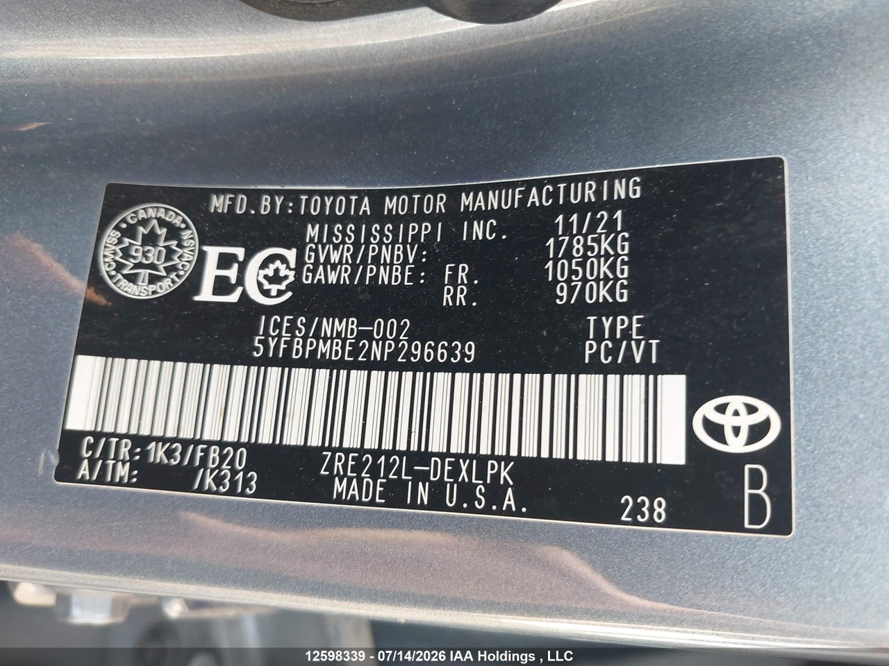 2022 TOYOTA COROLLA LE thumbnail 10