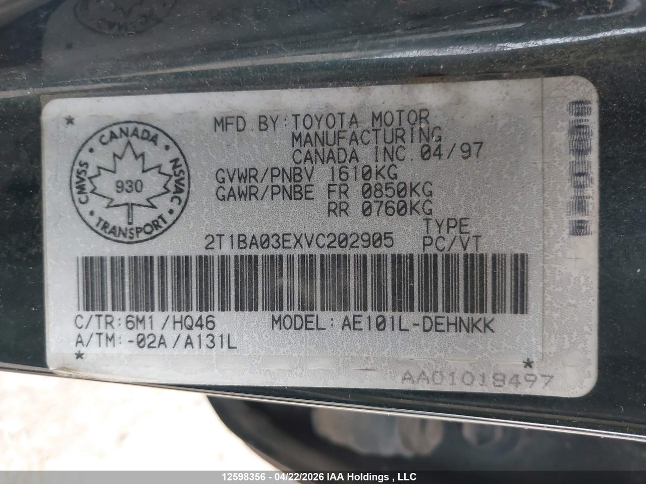 1997 TOYOTA COROLLA DX thumbnail 10