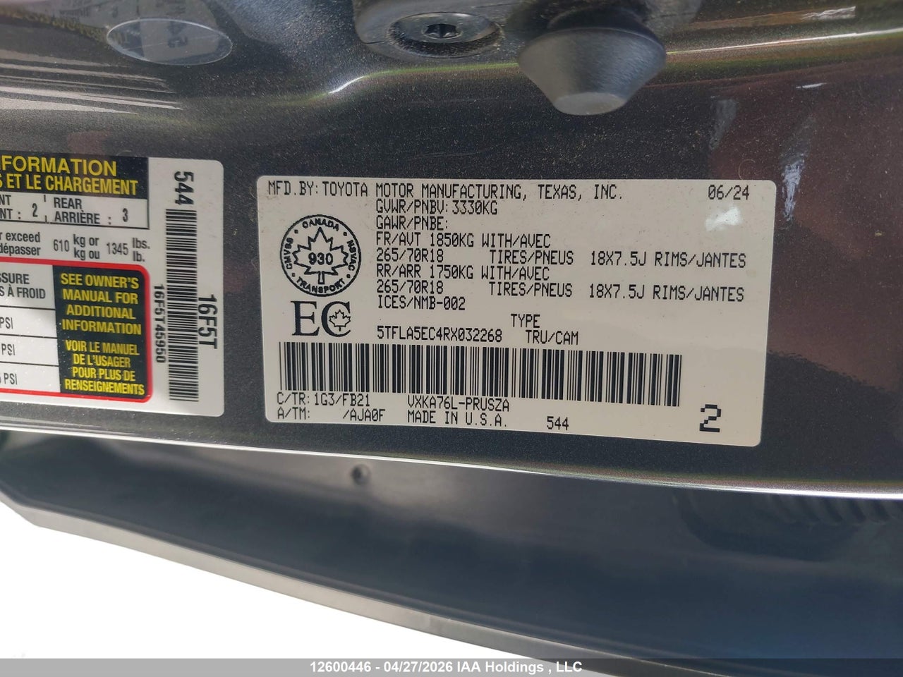 2024 TOYOTA TUNDRA SR5 4X4 thumbnail 10