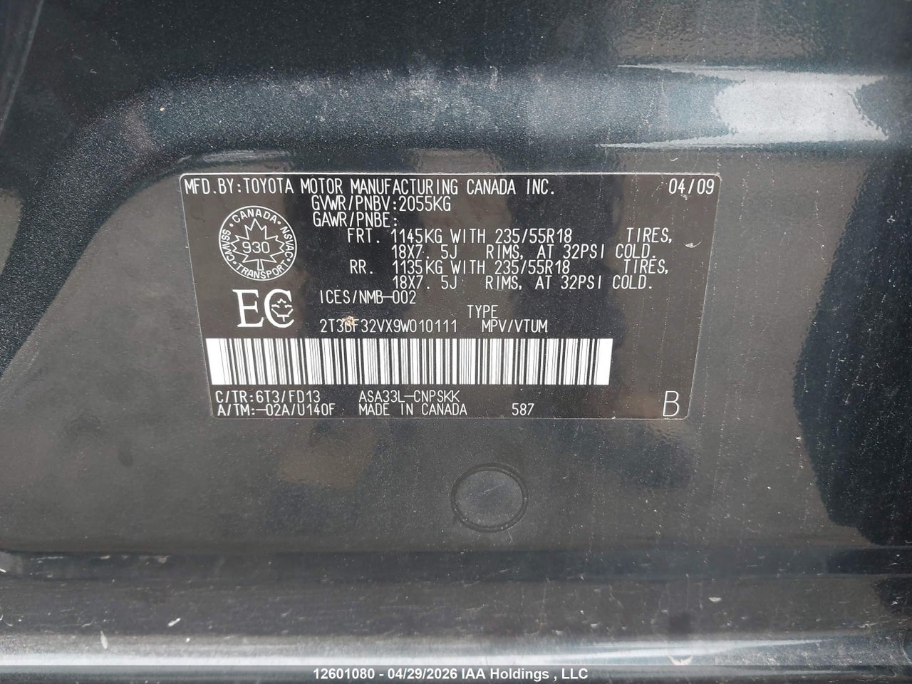 2009 TOYOTA RAV4 SPORT thumbnail 10