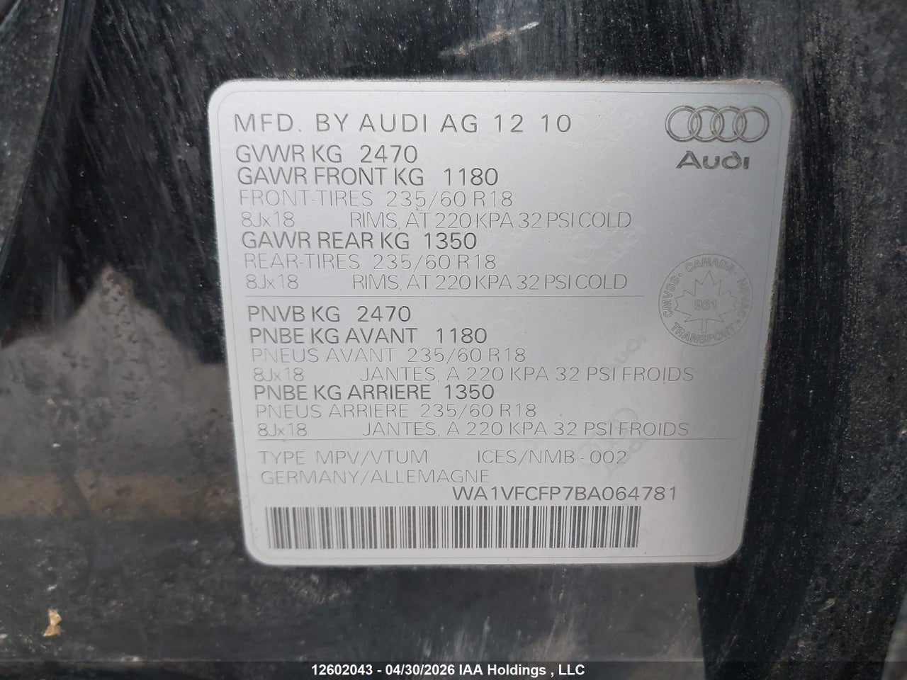 2011 AUDI Q5 thumbnail 10