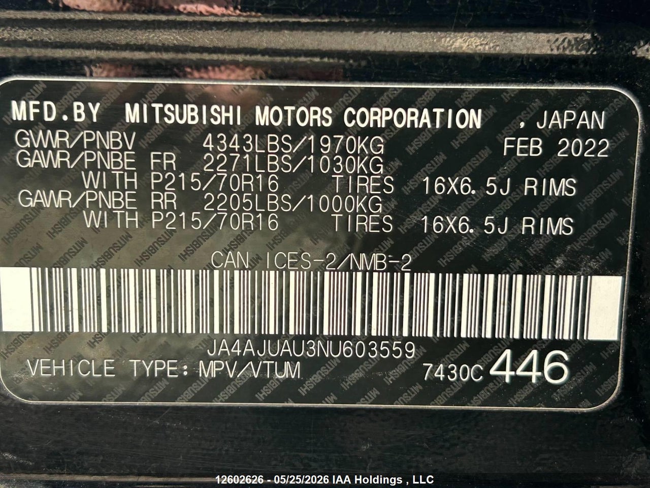2022 MITSUBISHI RVR ES thumbnail 7