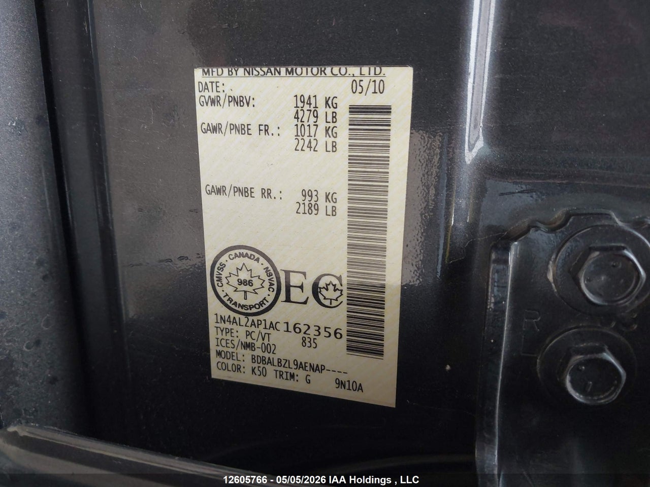 2010 NISSAN Altima S thumbnail 10