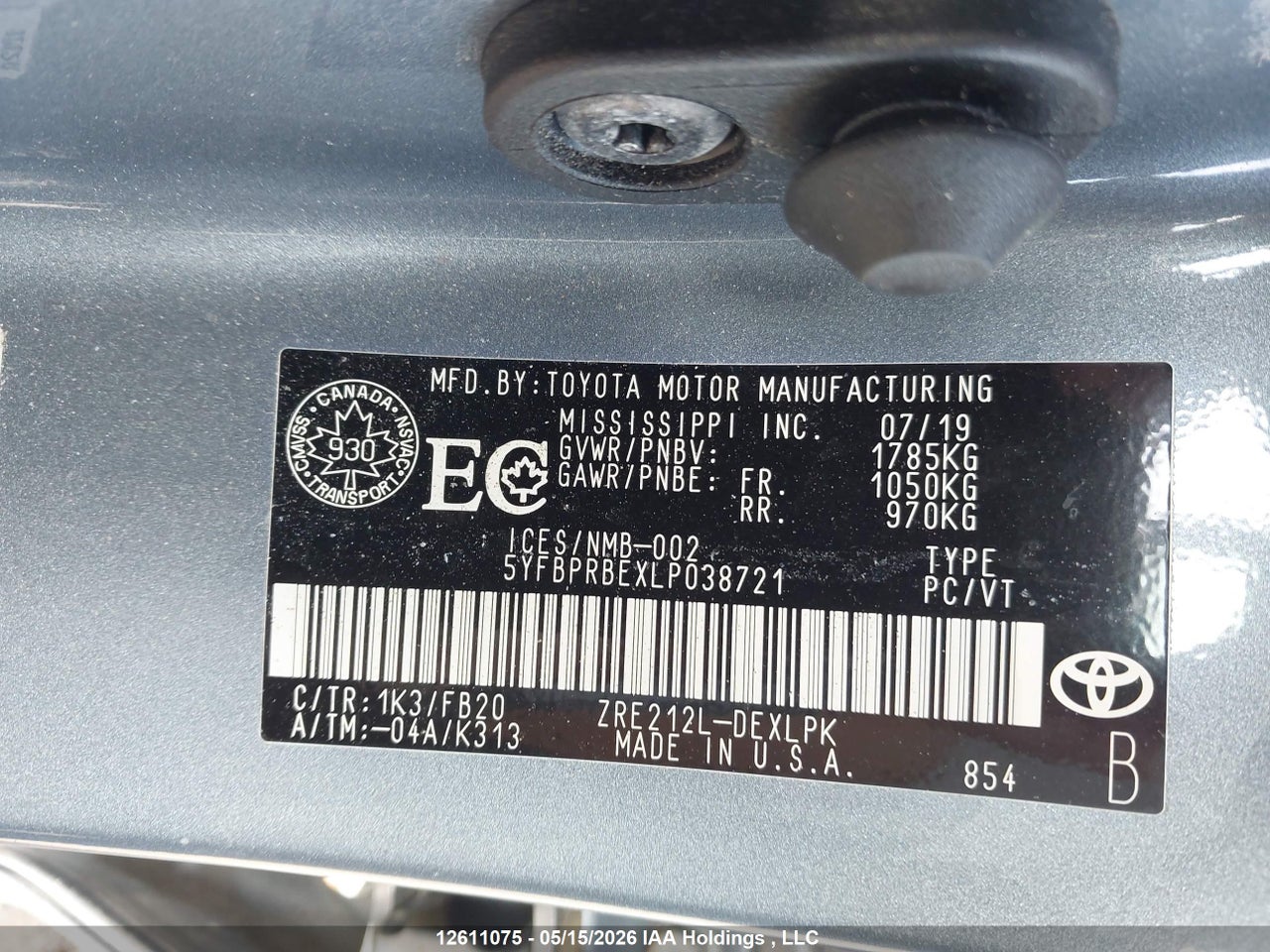 2020 TOYOTA COROLLA LE thumbnail 10