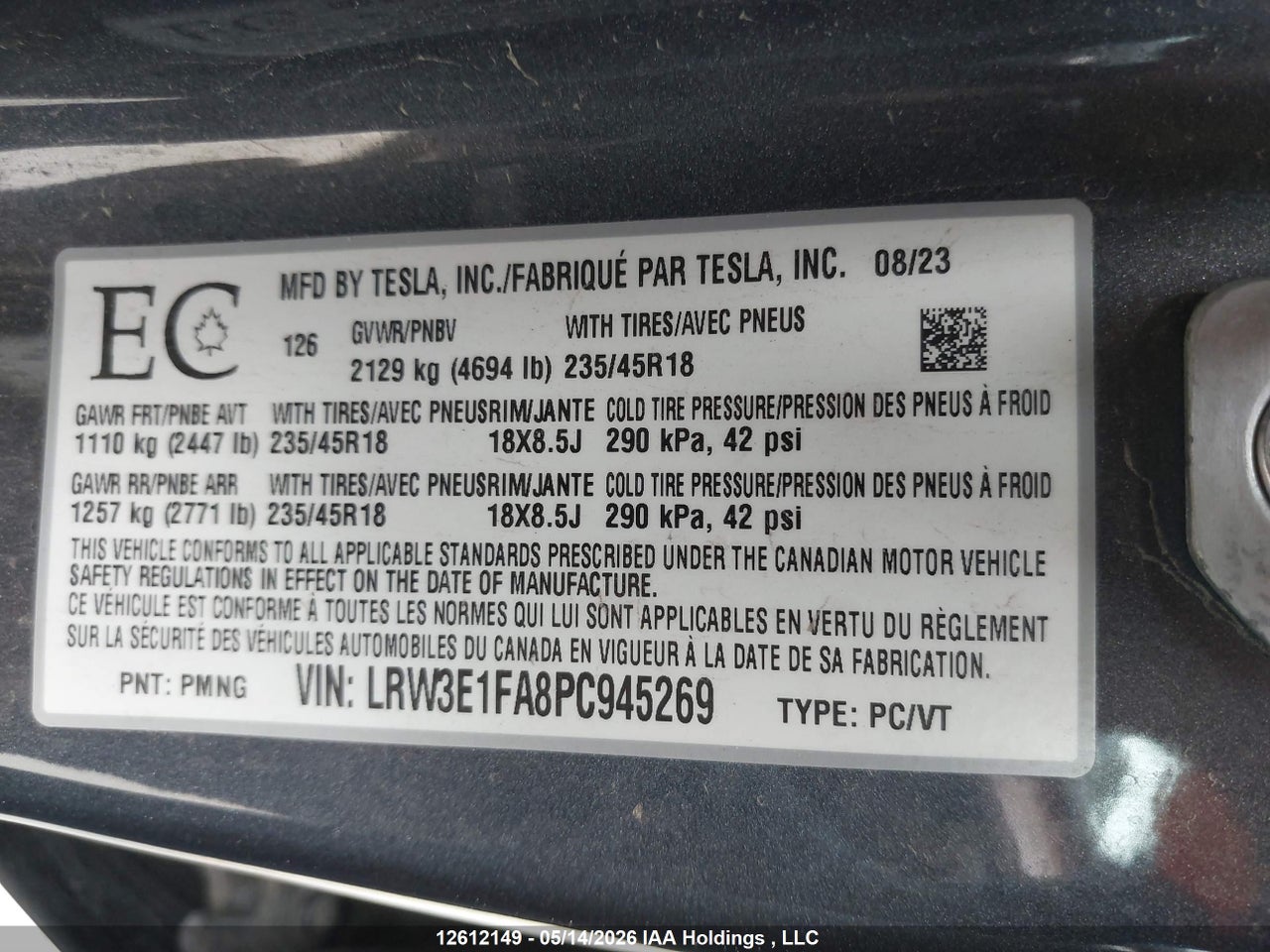 2023 TESLA MODEL 3 RWD thumbnail 10