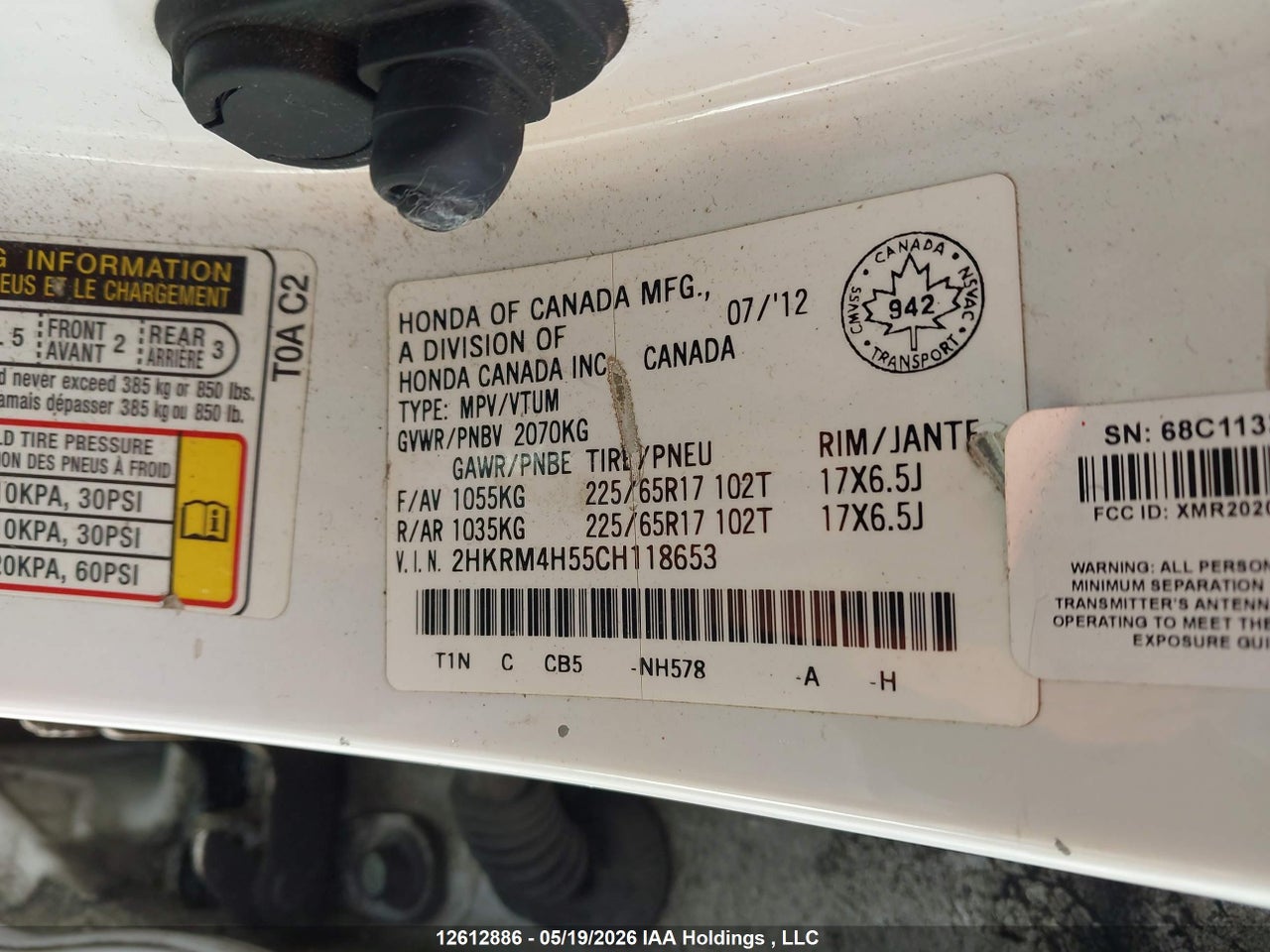 2012 HONDA CR-V thumbnail 10