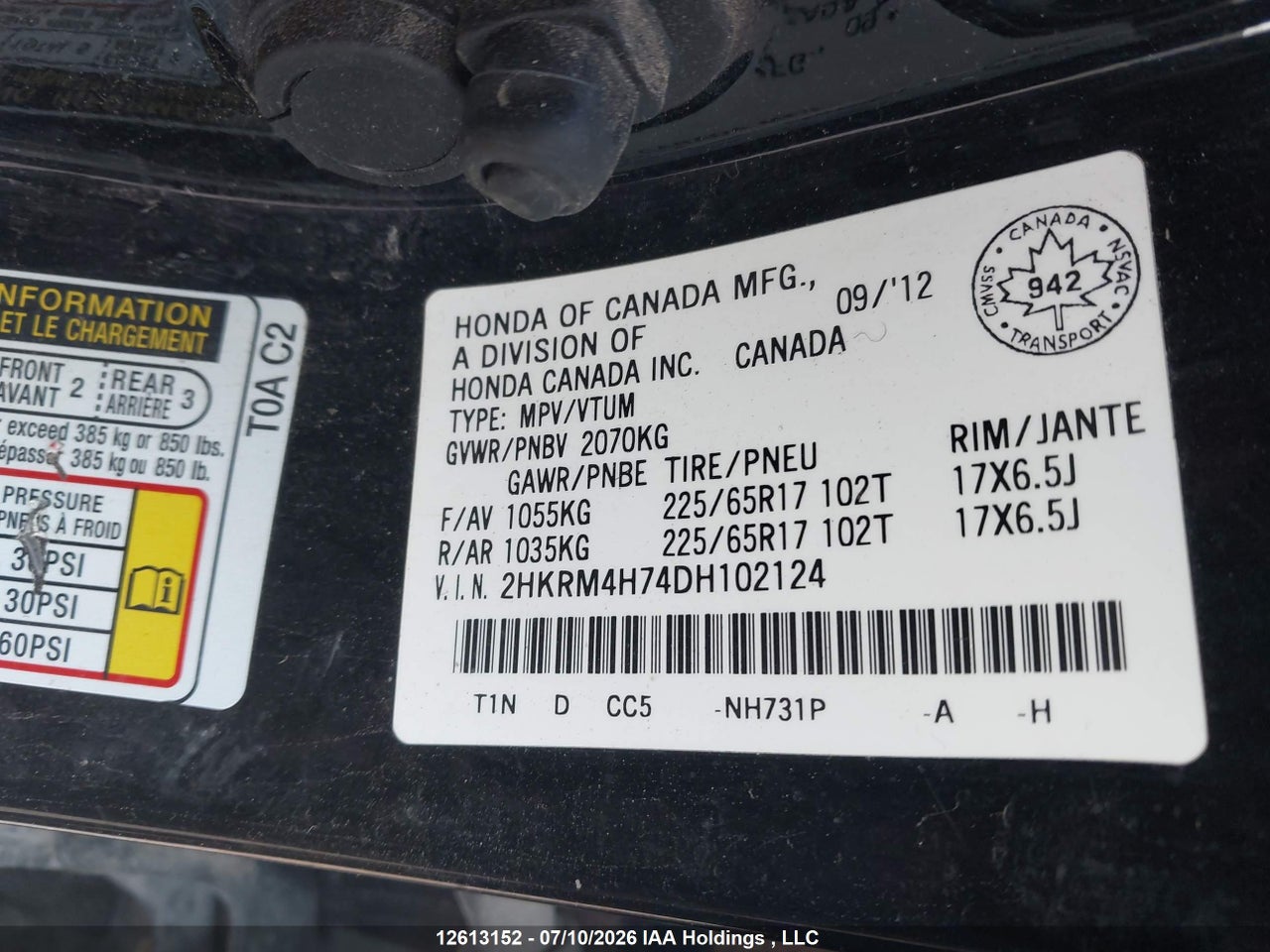2013 HONDA CR-V EXL thumbnail 10