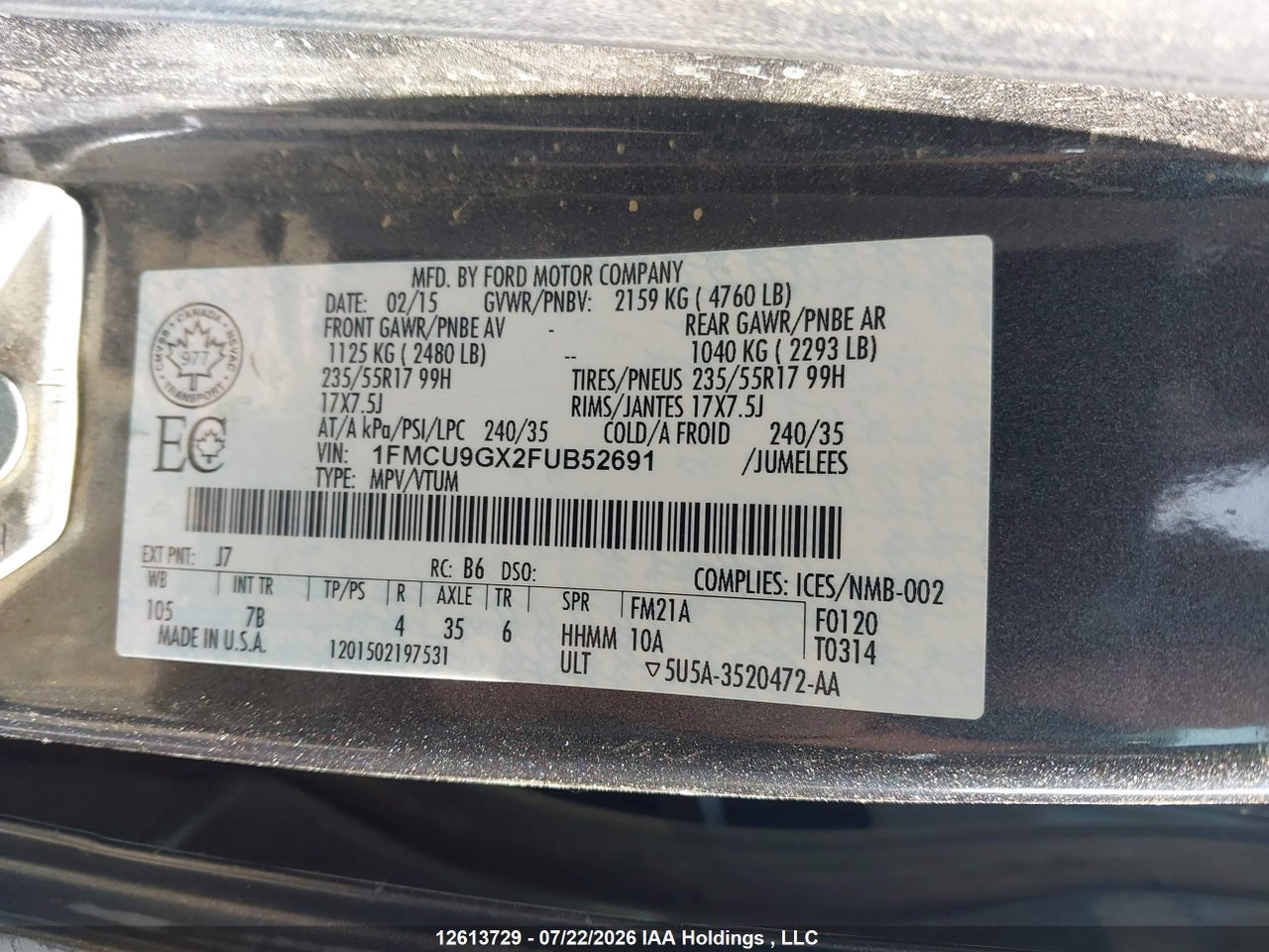 2015 FORD ESCAPE SE thumbnail 10