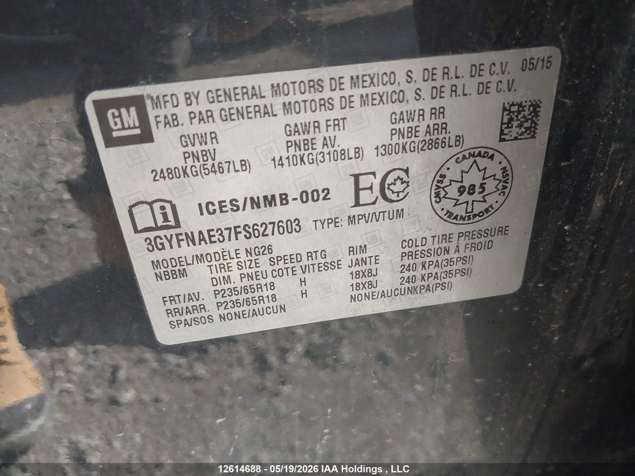 2015 CADILLAC SRX thumbnail 10