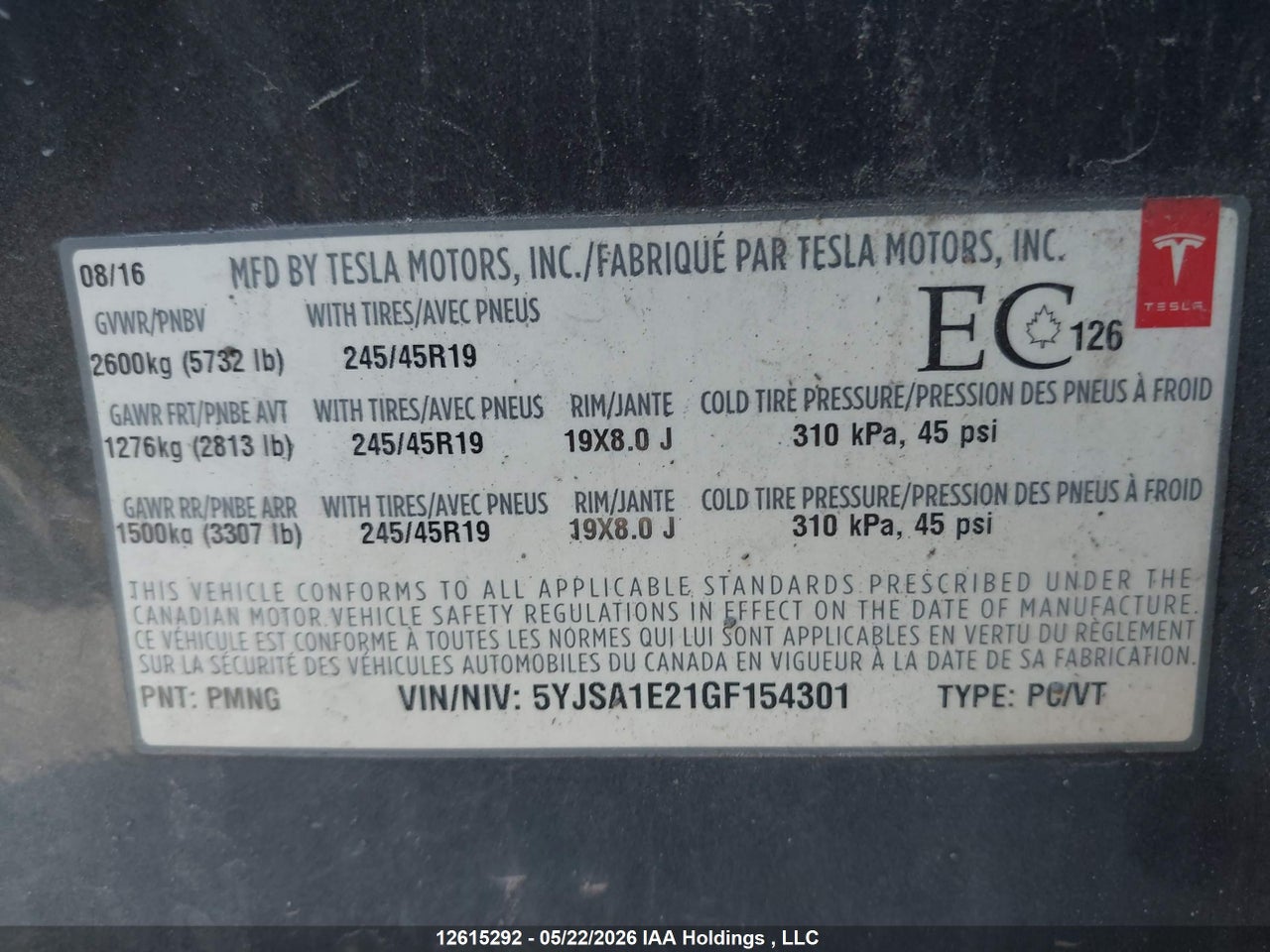 2016 TESLA MODEL S thumbnail 10