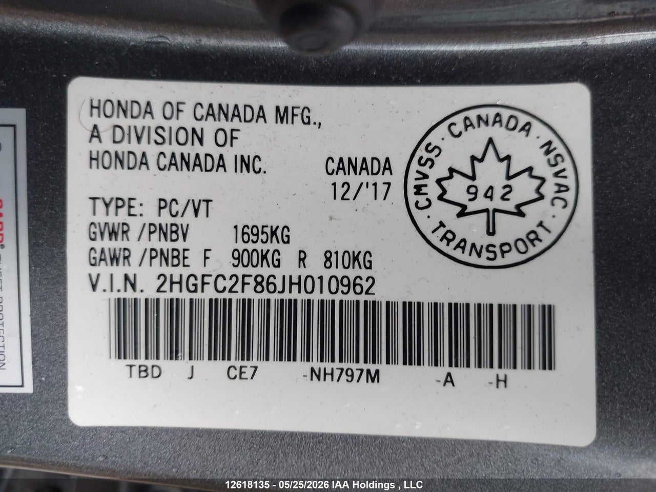 2018 HONDA CIVIC thumbnail 10