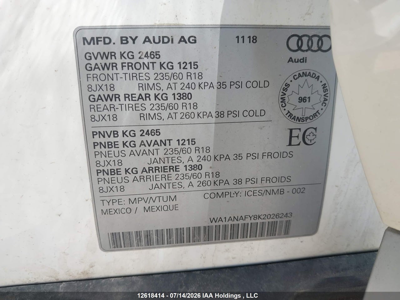 2019 AUDI Q5 45 KOMFORT thumbnail 10