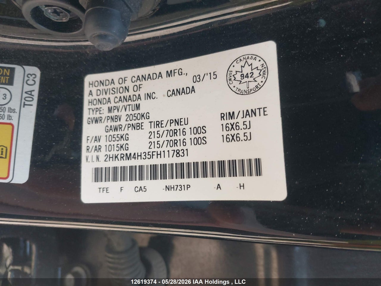 2015 HONDA CR-V LX thumbnail 10