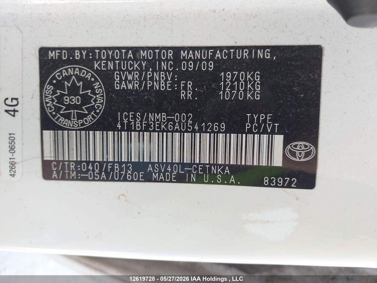2010 TOYOTA CAMRY SE/LE/XLE thumbnail 10