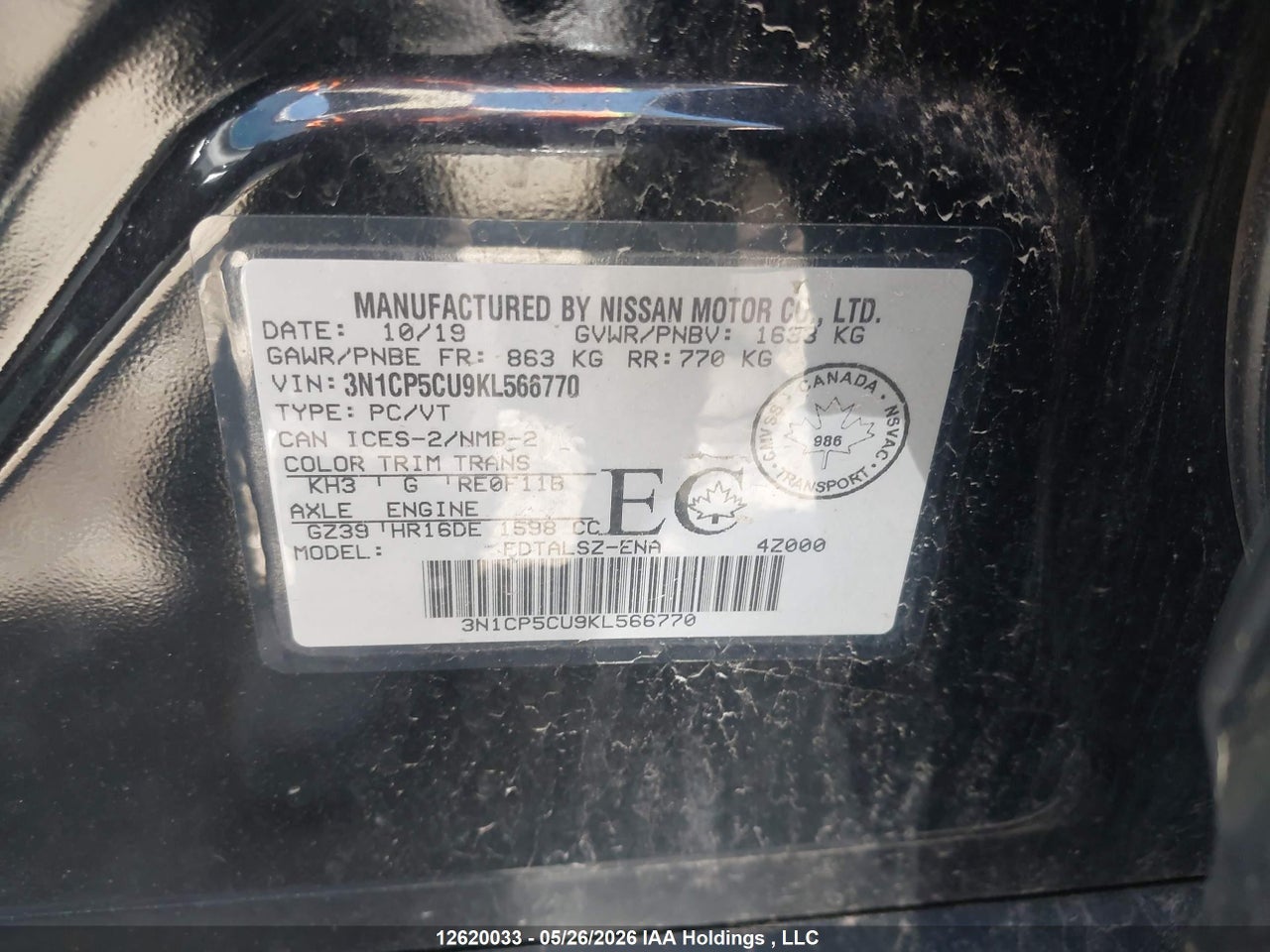 2019 NISSAN KICKS S/SR/SV thumbnail 10