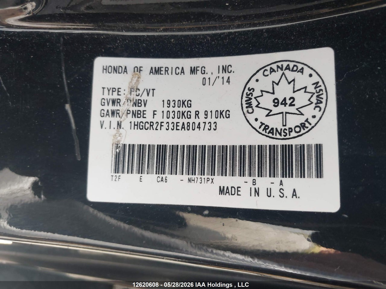 2014 HONDA ACCORD LX thumbnail 10