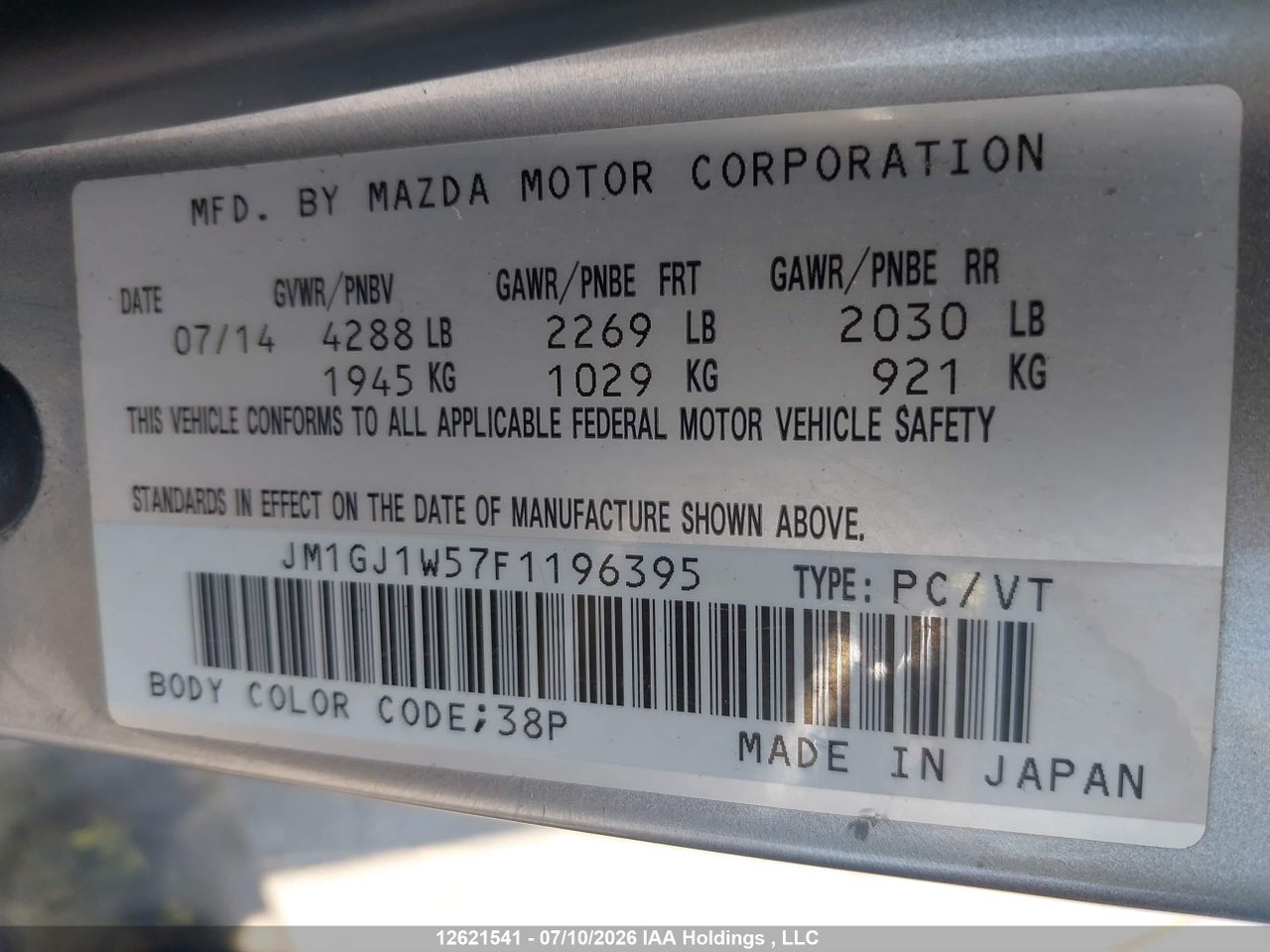 2015 MAZDA MAZDA6 GT thumbnail 10