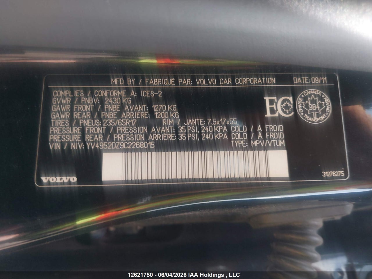 2012 VOLVO XC60 3.2 thumbnail 9
