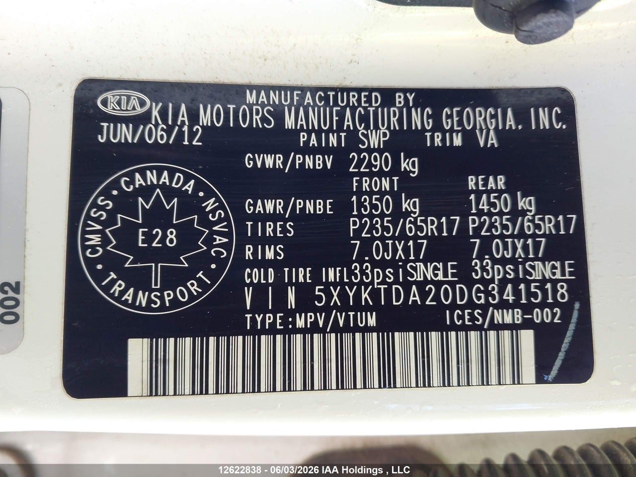 2013 KIA SORENTO LX V6 thumbnail 10