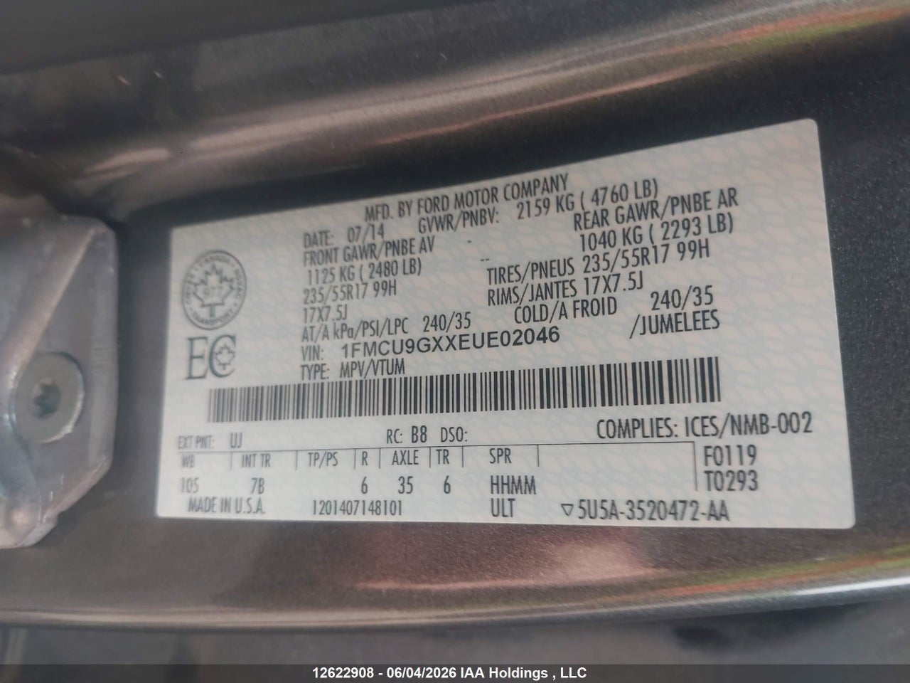 2014 FORD ESCAPE SE thumbnail 10