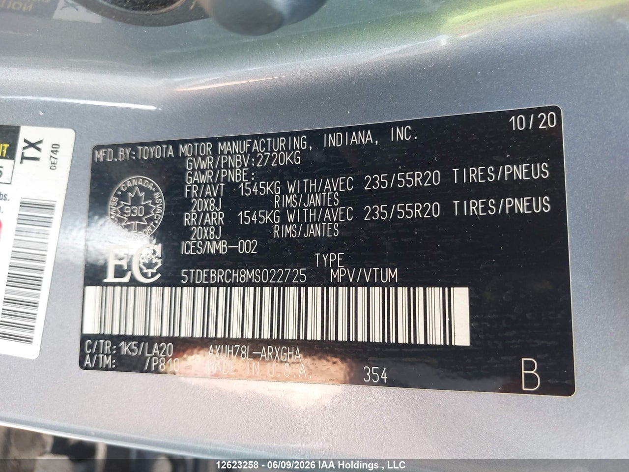 2021 TOYOTA HIGHLANDER HYBRID LIMITED thumbnail 10