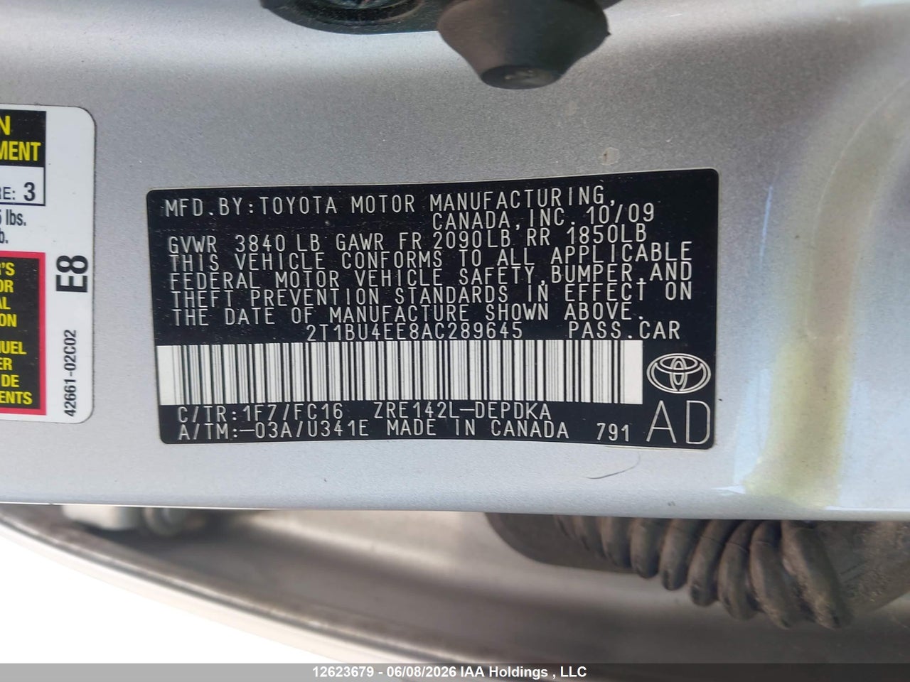 2010 TOYOTA COROLLA S/LE/XLE thumbnail 10