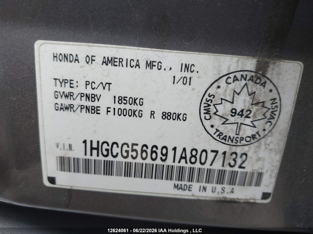 2001 HONDA ACCORD EX thumbnail 10